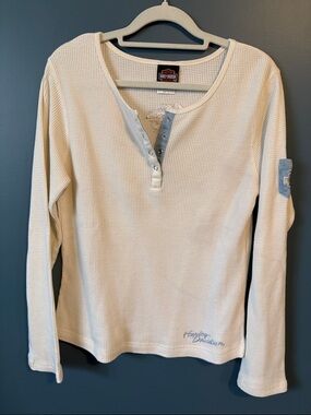 Harley-Davidson Long-Sleeve Henley with Denim Accents
